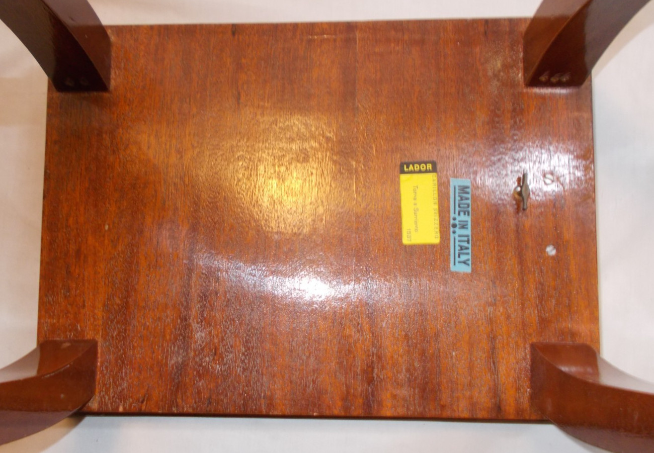 Vintage Lador Inlaid Wood Side Table Music Box Italy Carillion Svizzero NICE