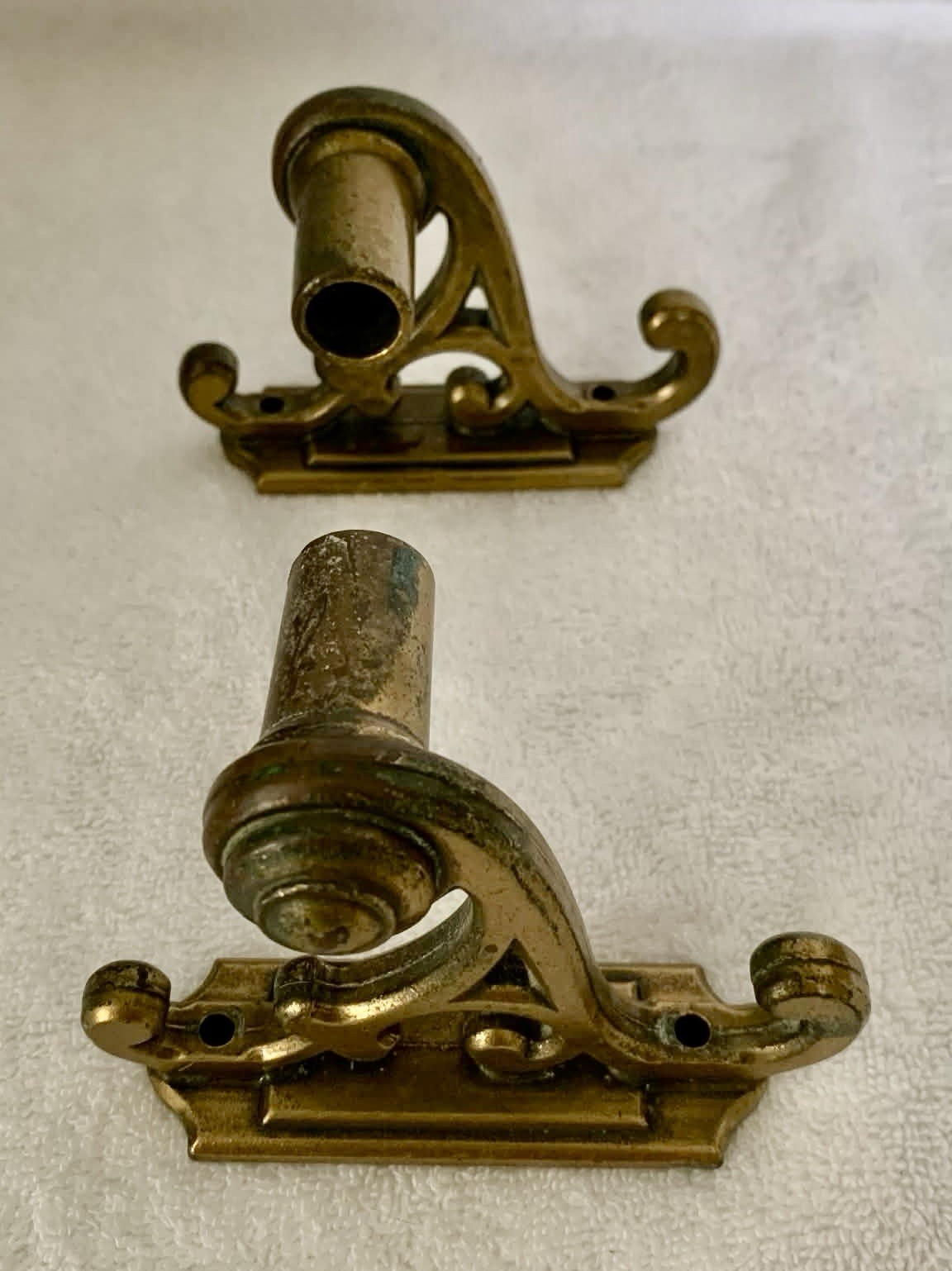 Vintage 2 Amerock Heavy Solid Brass Towel Bar Toilet Paper Holder Mounts