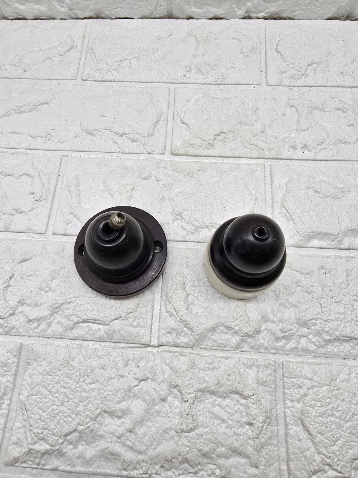 2 1930s Ceiling Pull Light Switches Vitreous Bakelite Brown White 1 Way 2 Way Mk