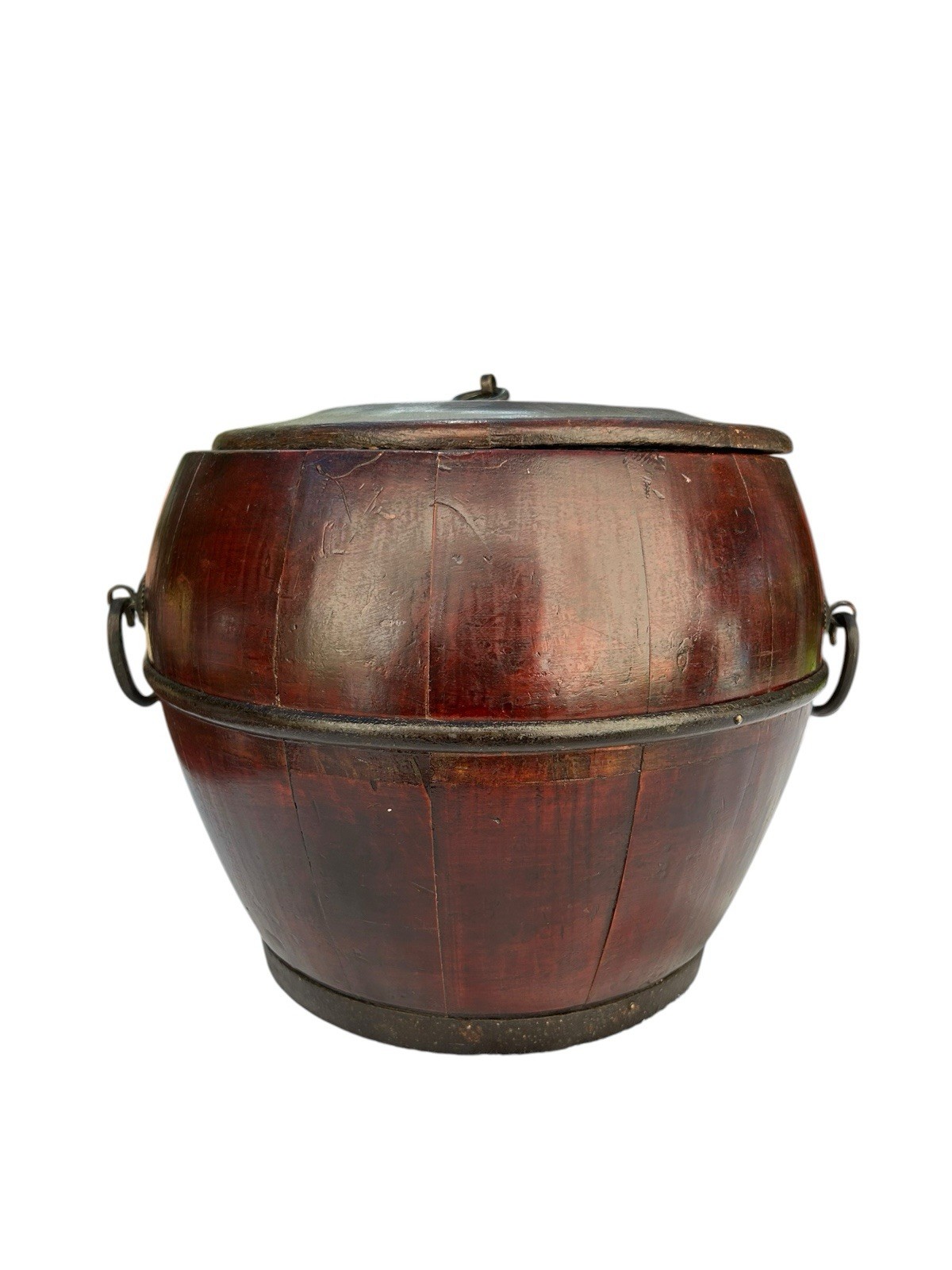 Antique Chinese Wood Metal Bucket with Lid Beautiful!