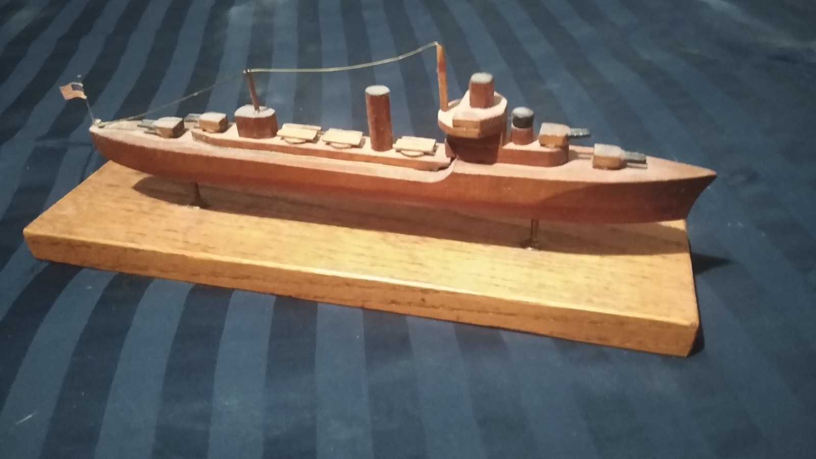 Solid Cedar / Maple WW1 Wood Torpedo Ship Model On Base circa 1940 Model