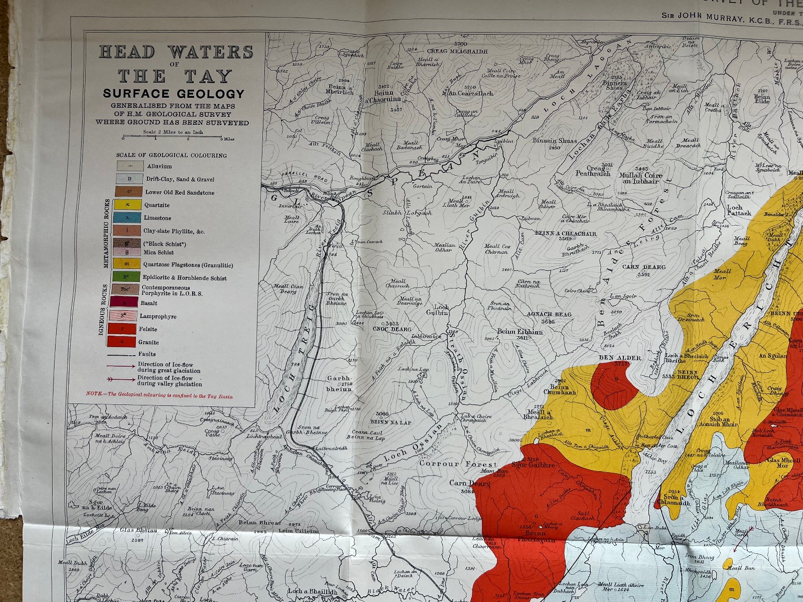 Antique map of the Surface Geology of the Head Waters of the Tay 1904 N270