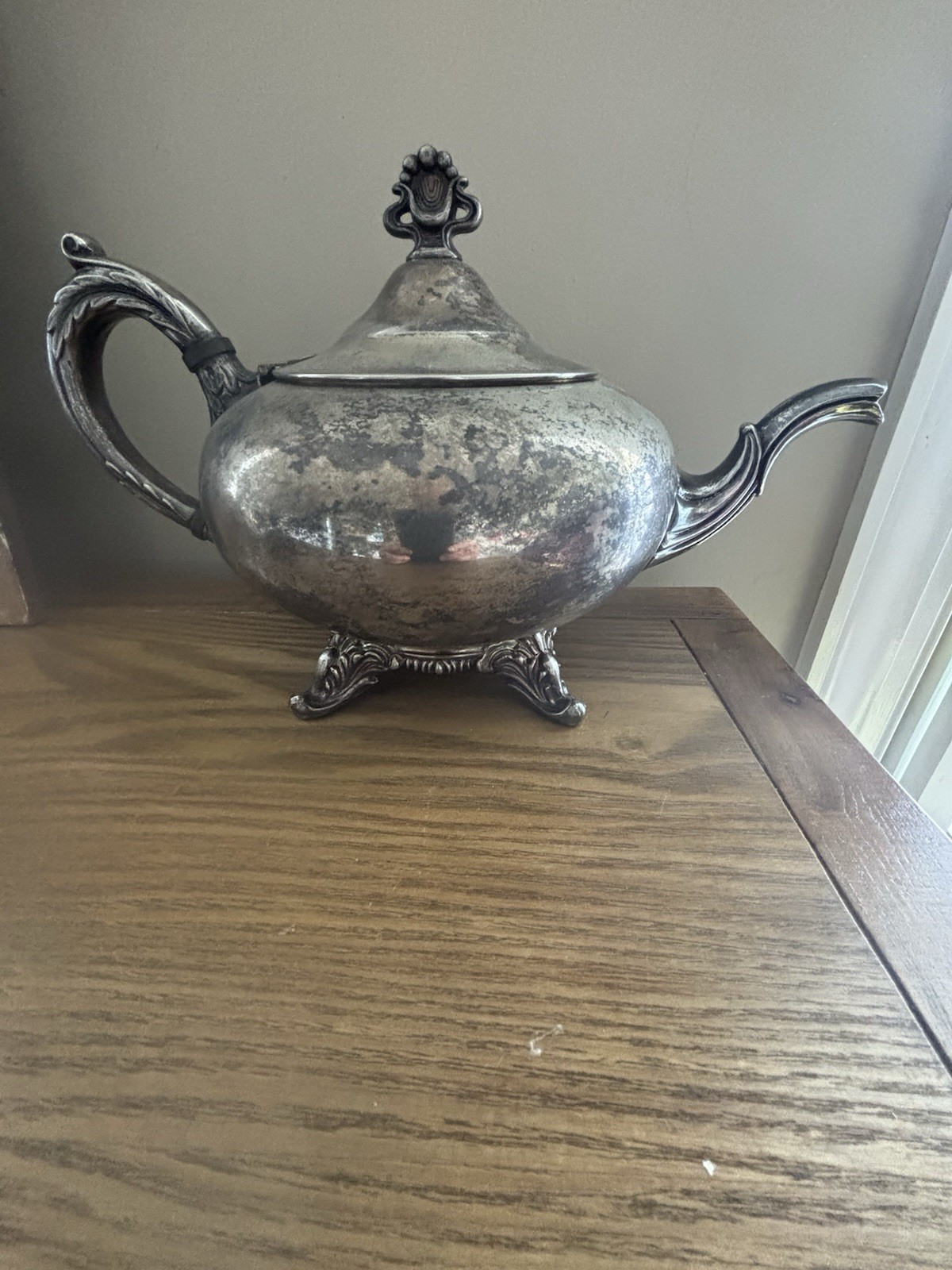 Antique Silver Plated Tea Pot USA Made 1921 Art Deco Ornate English Silver Corp