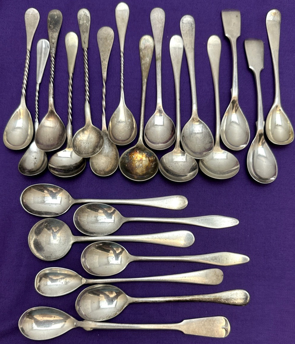 20 Antique to Vintage Silverplated LADLES DIPPERS CONDIMENT MUSTARD SPOONS