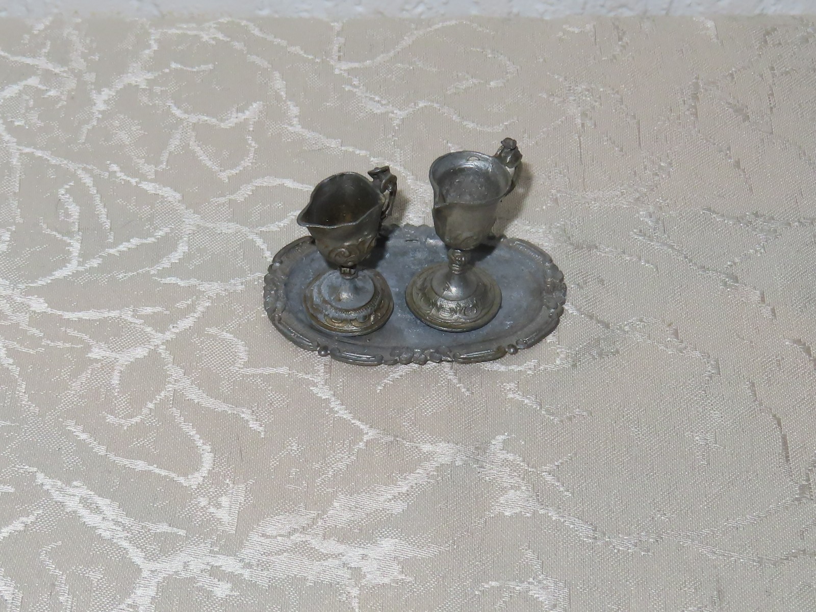 Miniature Altar Chalice Set on Tray Dollhouse Religious 3 Pieces