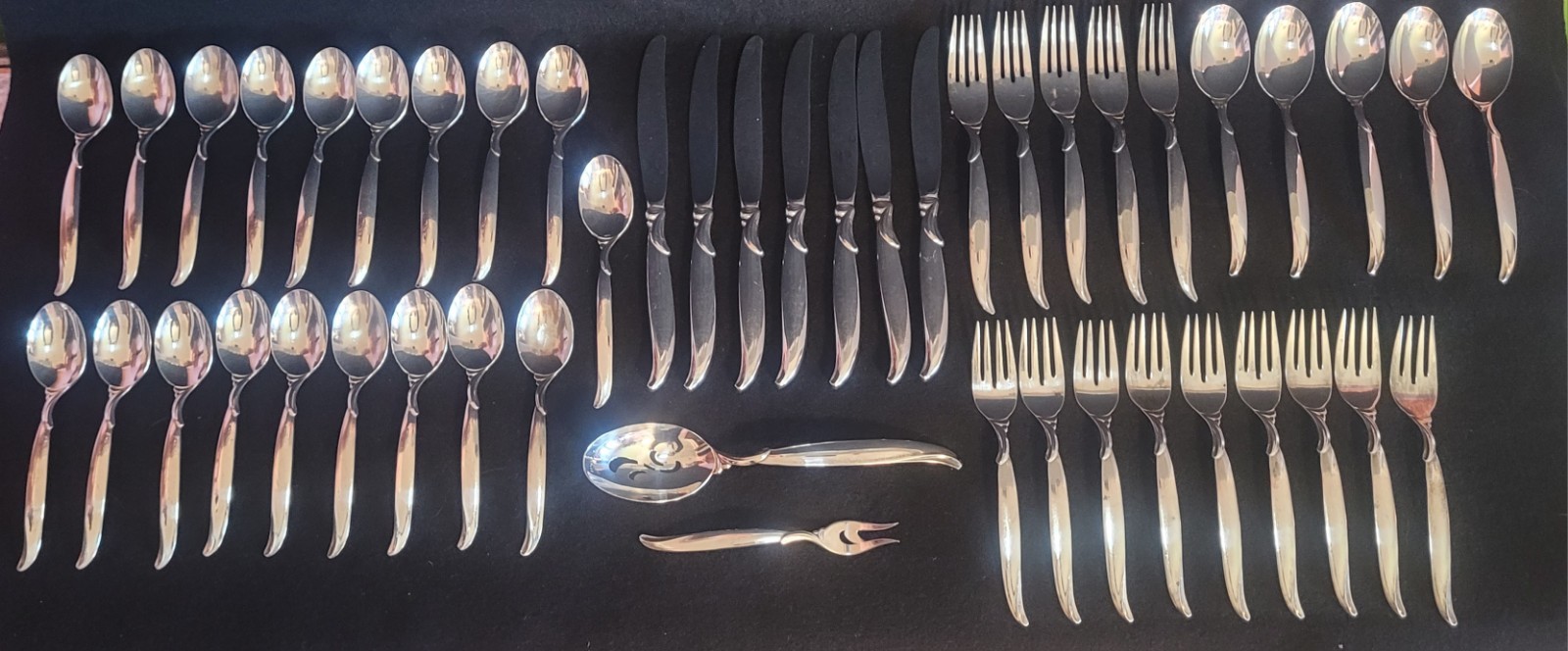 1847 Rogers Bros International Silverplate FLAIR Mid Century Modern 47 Pieces