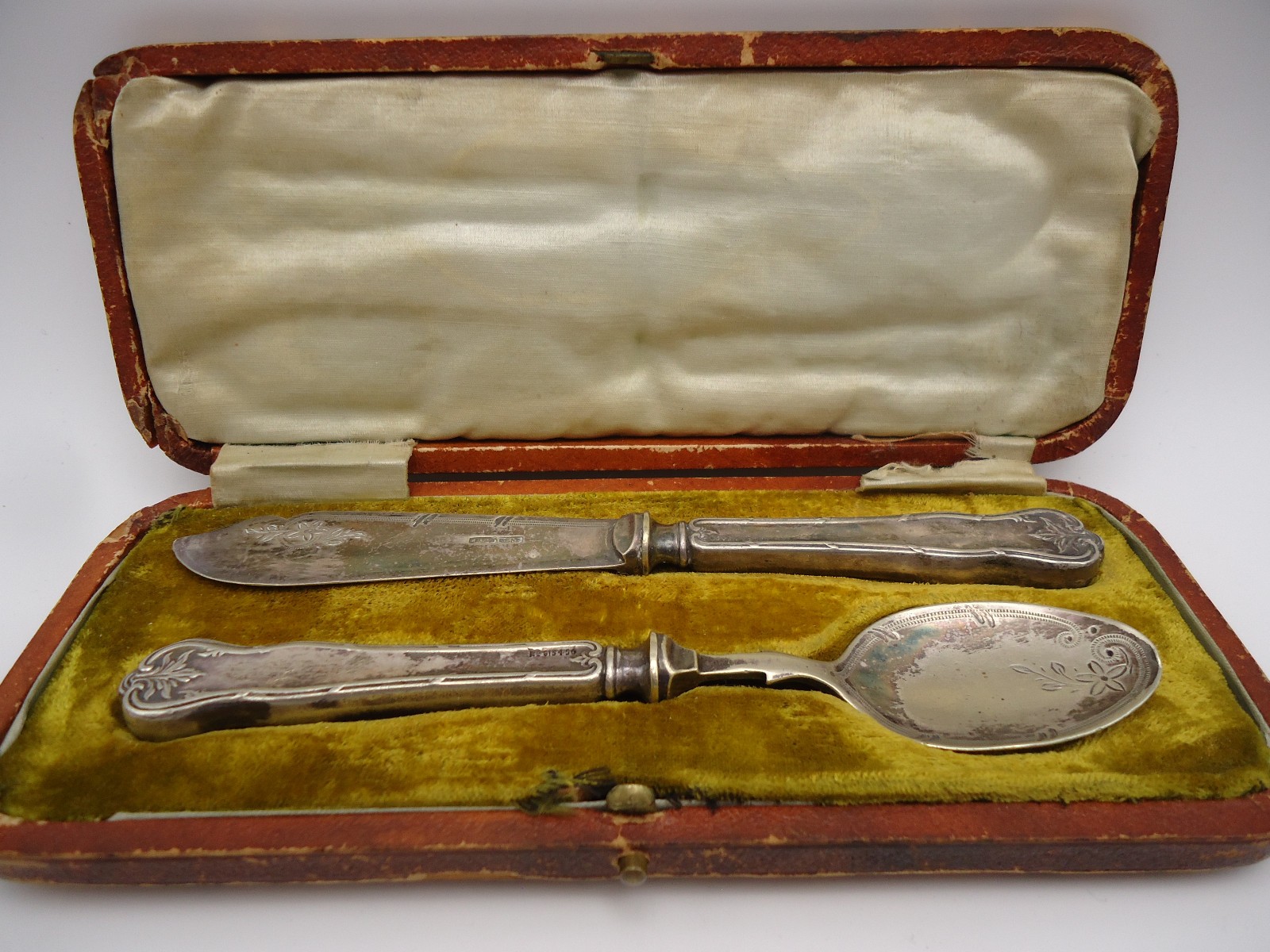 Rare PA&SS Phillip Ashberry & Sons Sheffield Silverplate Knife & Spoon Boxed Set