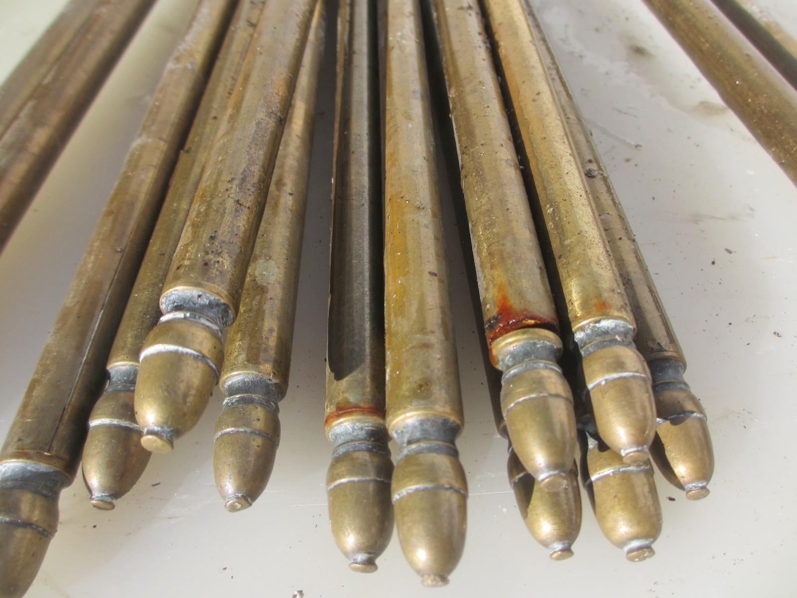 Antique Brass Stair Rods Vintage Victorian French Pole Rail Acorn 30″L – £10each