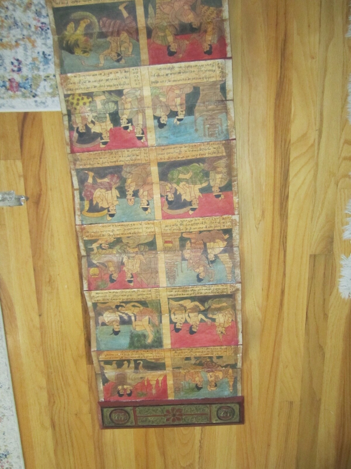 ANTIQUE ASIAN SCROLL ART WORK WITH WRITINGS – 18 PANELS – MASSIVE – BN-19