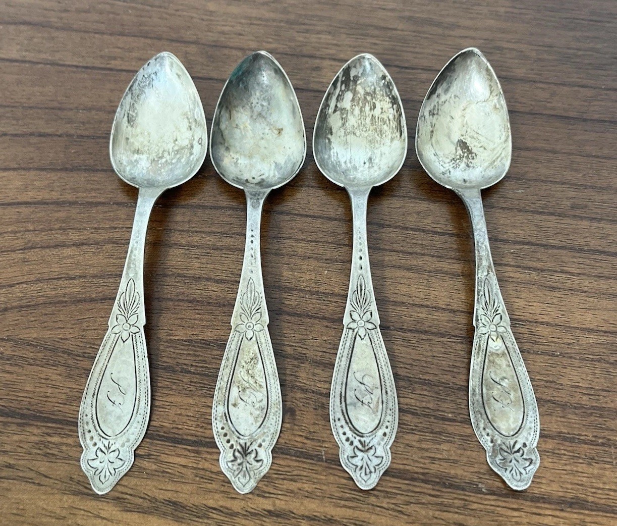 ANTIQUE COIN SILVER SPOONS Mussina & Bros 1867-1884 Pennsylvania 68 Grams