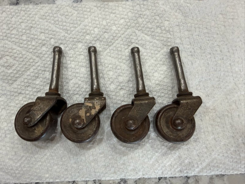 Vintage Set of Four Steel Furniture Leg or Base Roller Wheel Castors #4