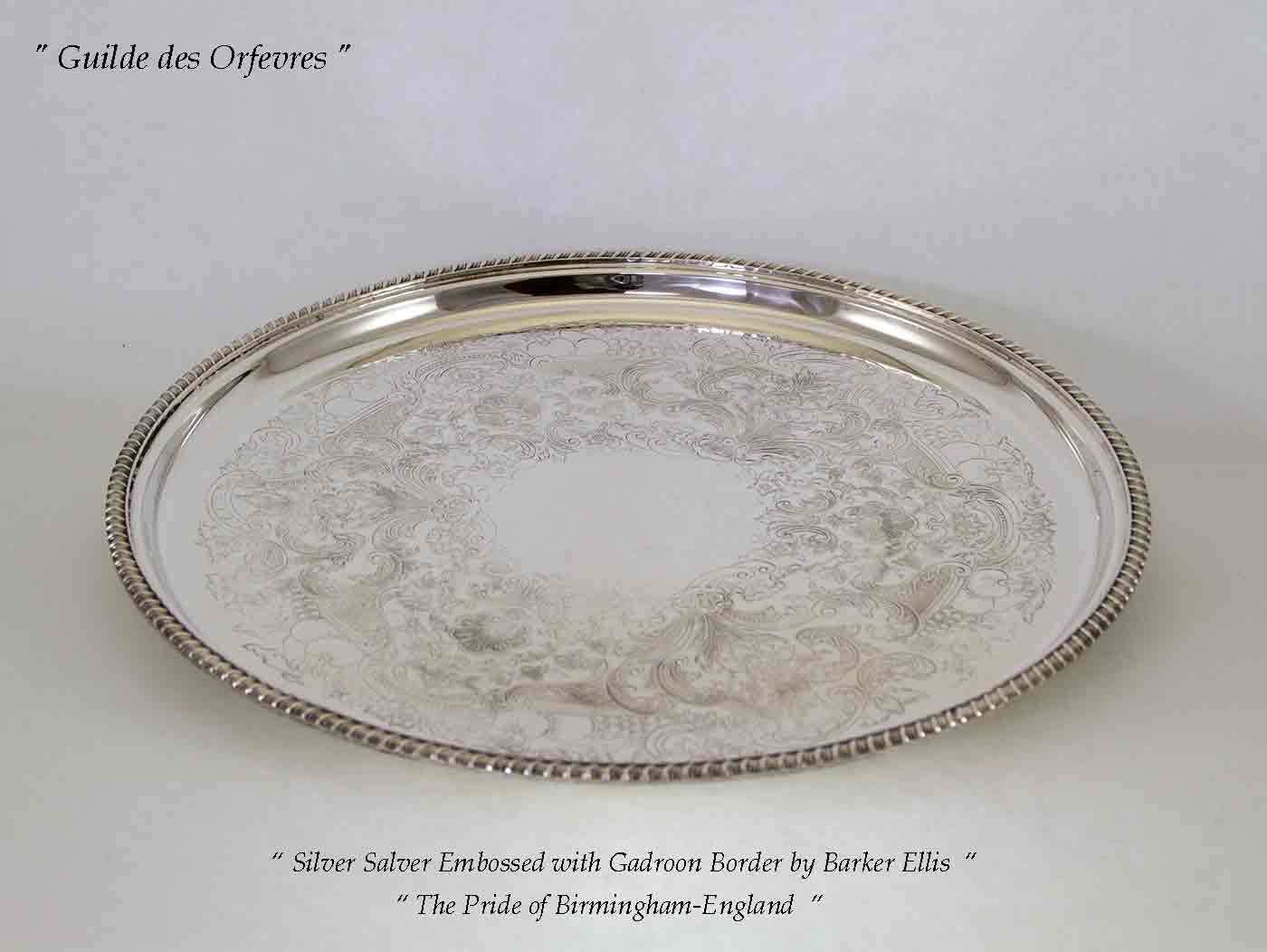 Silver Salver Round, Applied Gadroon Border
