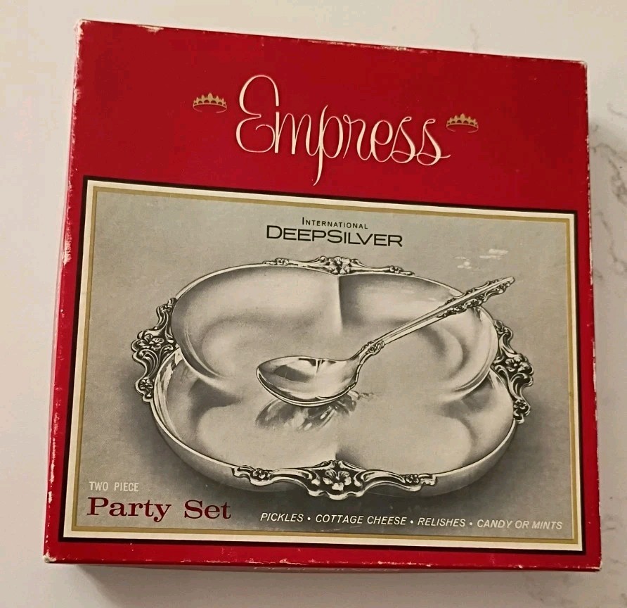 Empress International Deepsilver 2 Piece Party Tray And Spoon Set Vintage