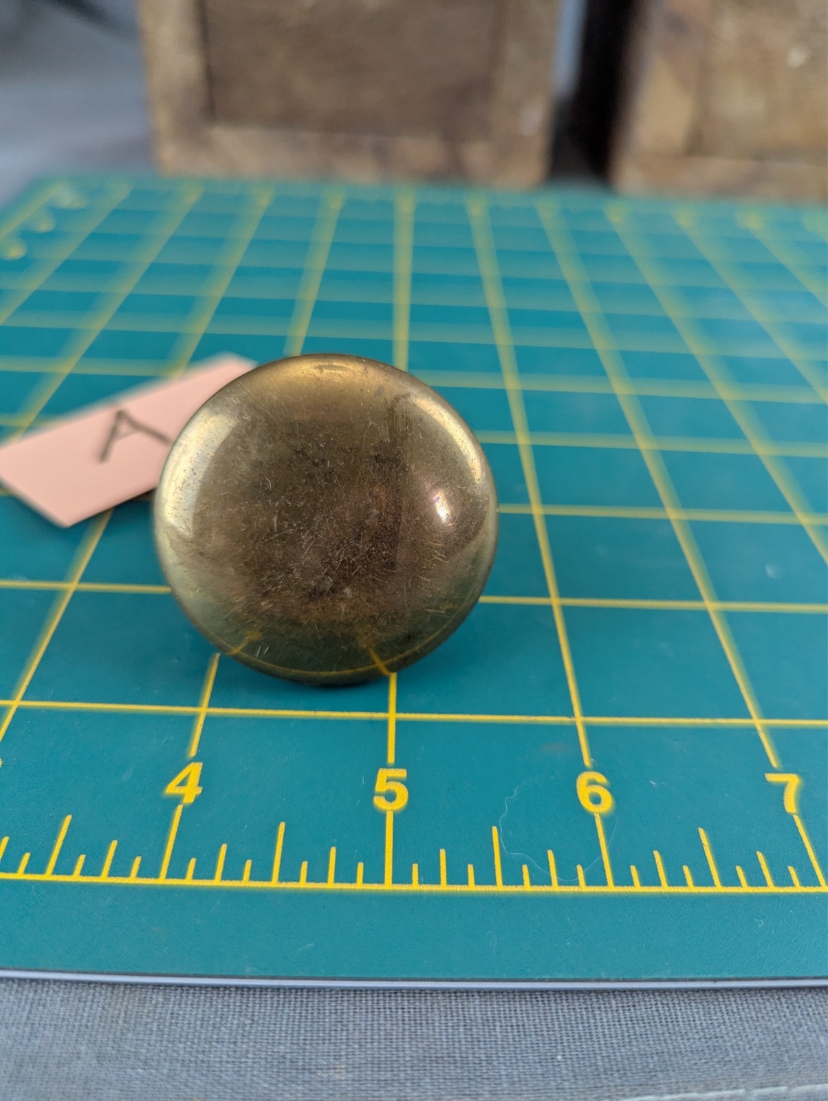 Vintage Solid Brass Door Knob for Threaded Spindle. 1 5/8″W 9A