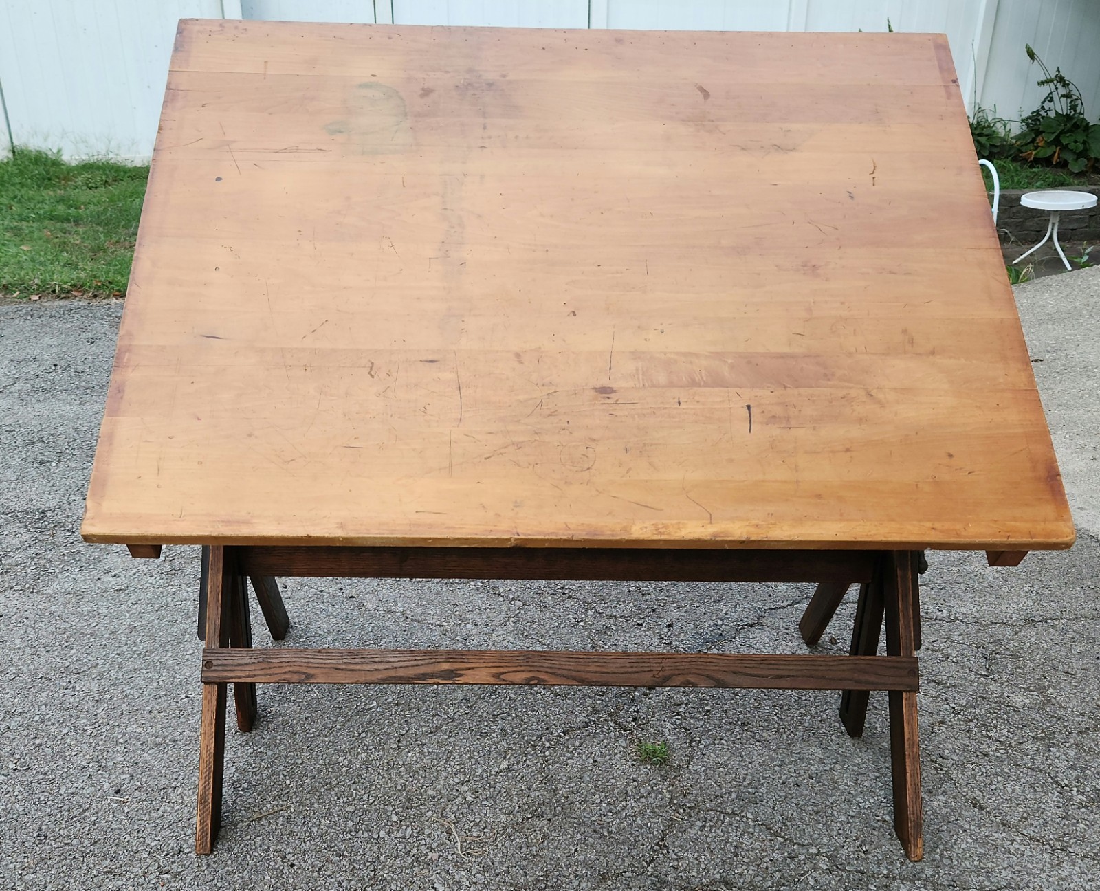 Antique Cast Iron Adjustable Drafting Table 60″ Diagonal (48″ X 37.5″)