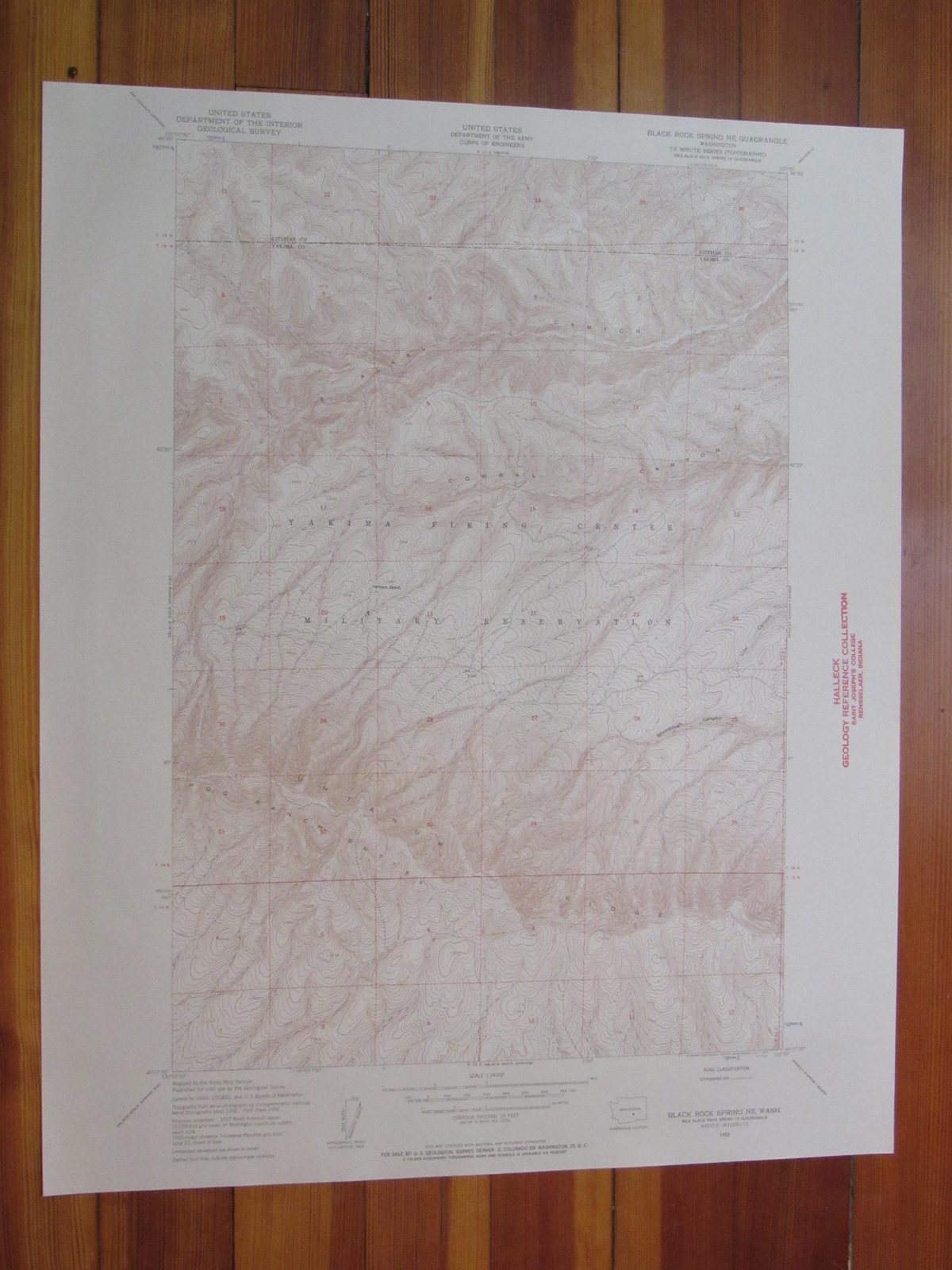 Black Rock Spring NE Washington 1957 Original Vintage USGS Topo Map