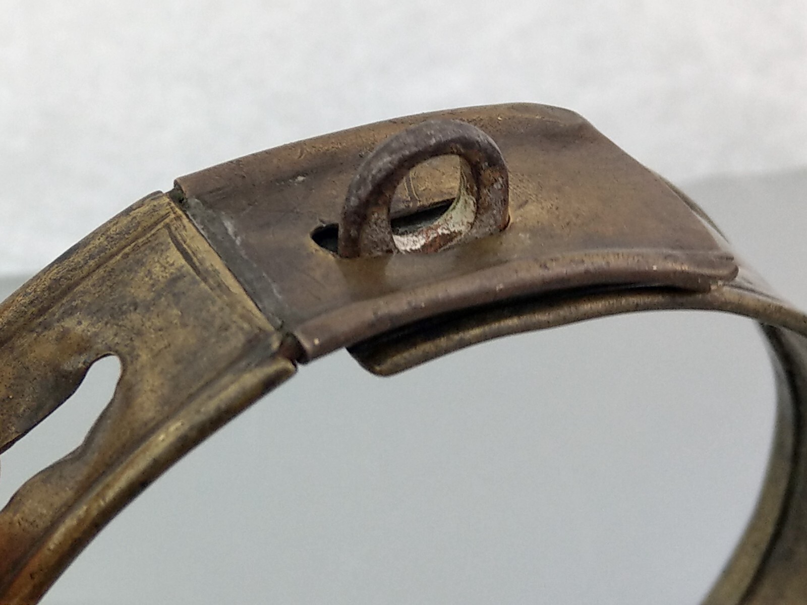 Early English sheet brass dog collar, 18th century, engraved H. Hall Newark