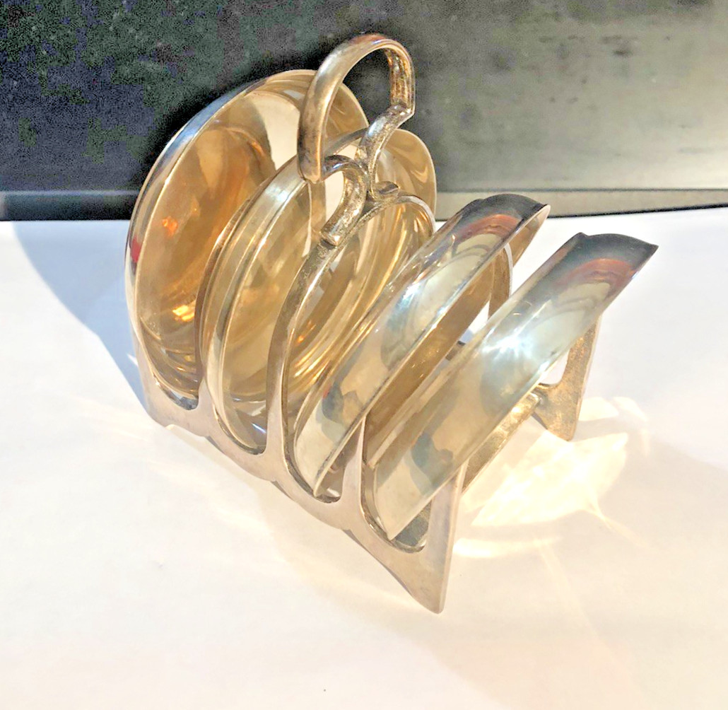 Tiffany Sterling Silver Round Nut Dishes 4 Coasters & Custom Rack – No Monograms