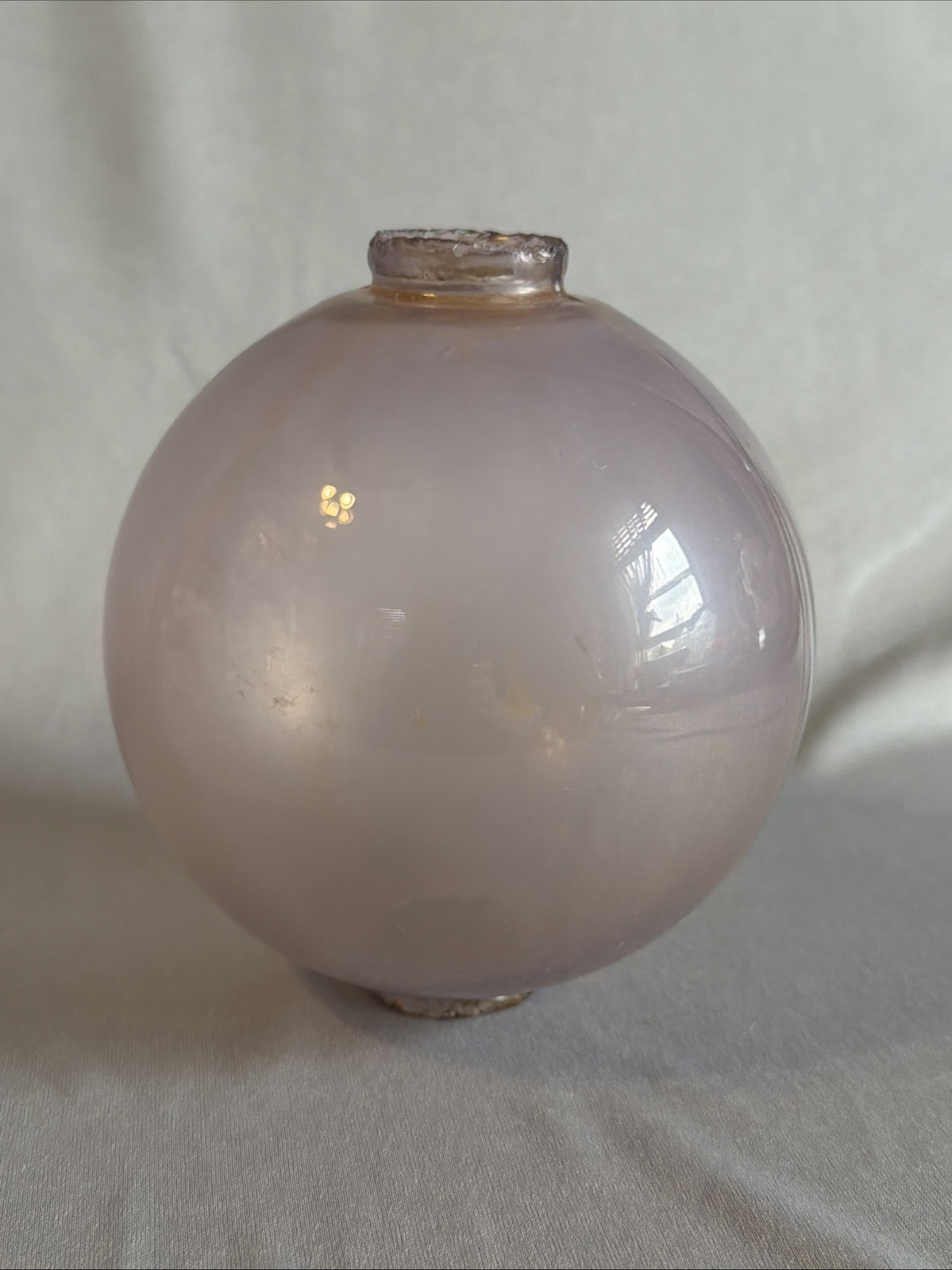 Vintage Lightning Rod Glass Ball Light Lavender Tint For Weathervane Purple 5″
