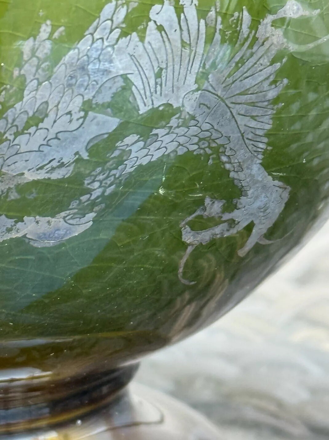 Chinese Silver Decorated Dragon Pattern Porcelain Vase Marked Double Handle Rare