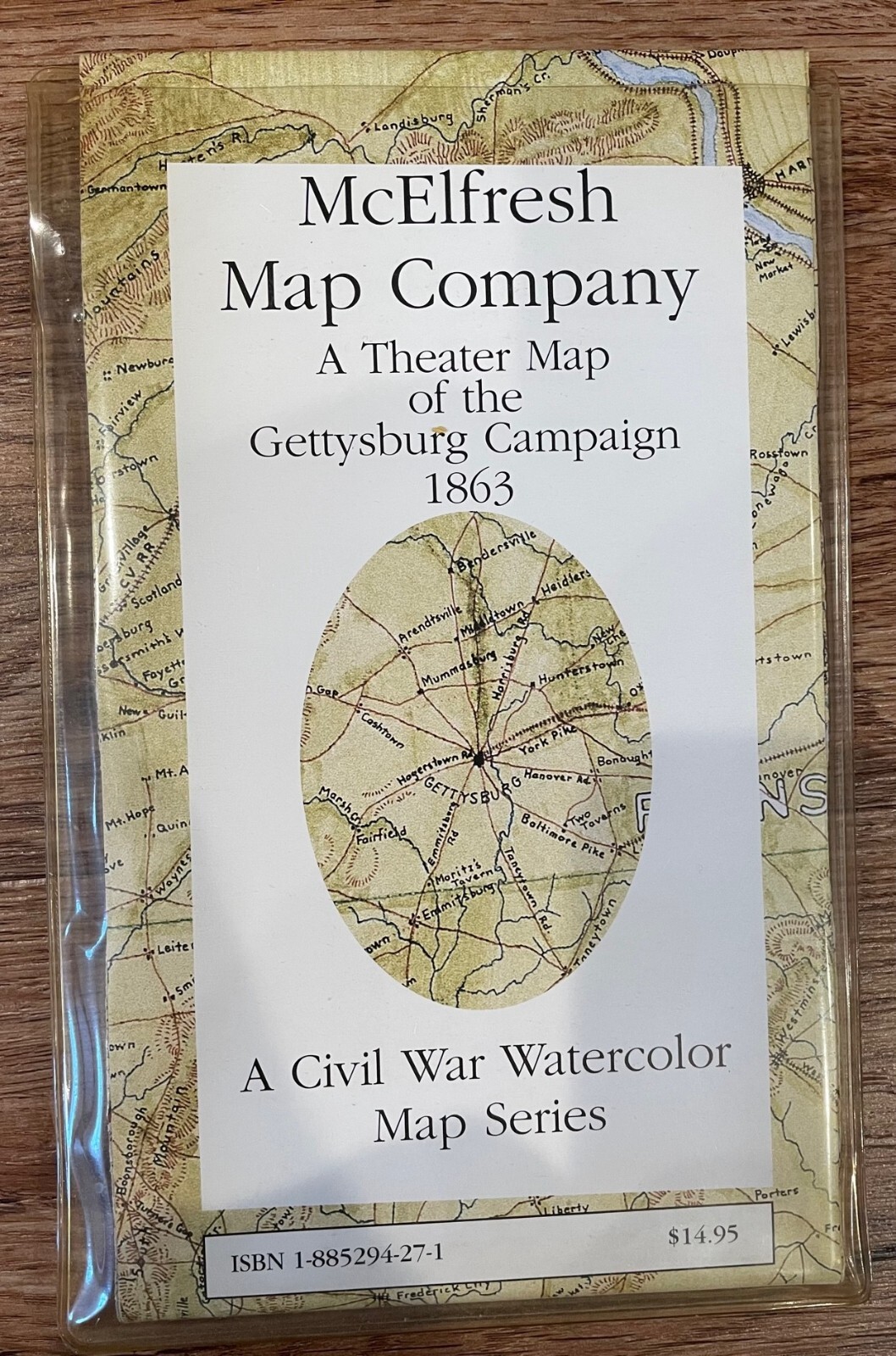 MCELFRESH THEATER MAP GETTYSBURG CAMPAIGN 1863 Watercolor Map Series New 2003