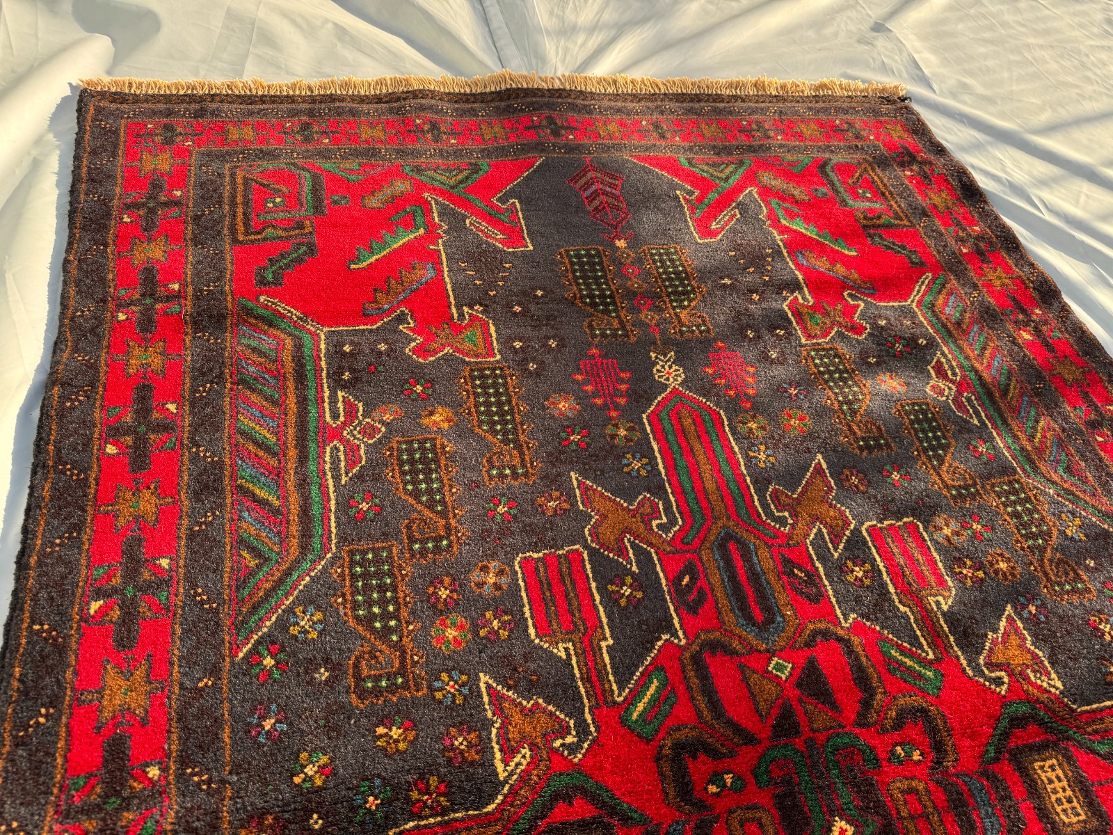 4×7 Afghan Hand Knotted Oriental Vintage Wool Area Rug Medallion Baluchi Carpet