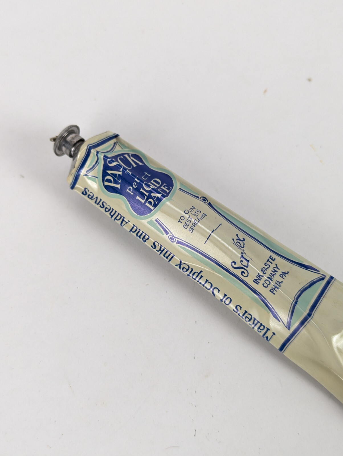 Rare Antique Scriptex Pastick Liquid Paste Tube NOS 1890–1915 Art Collectible
