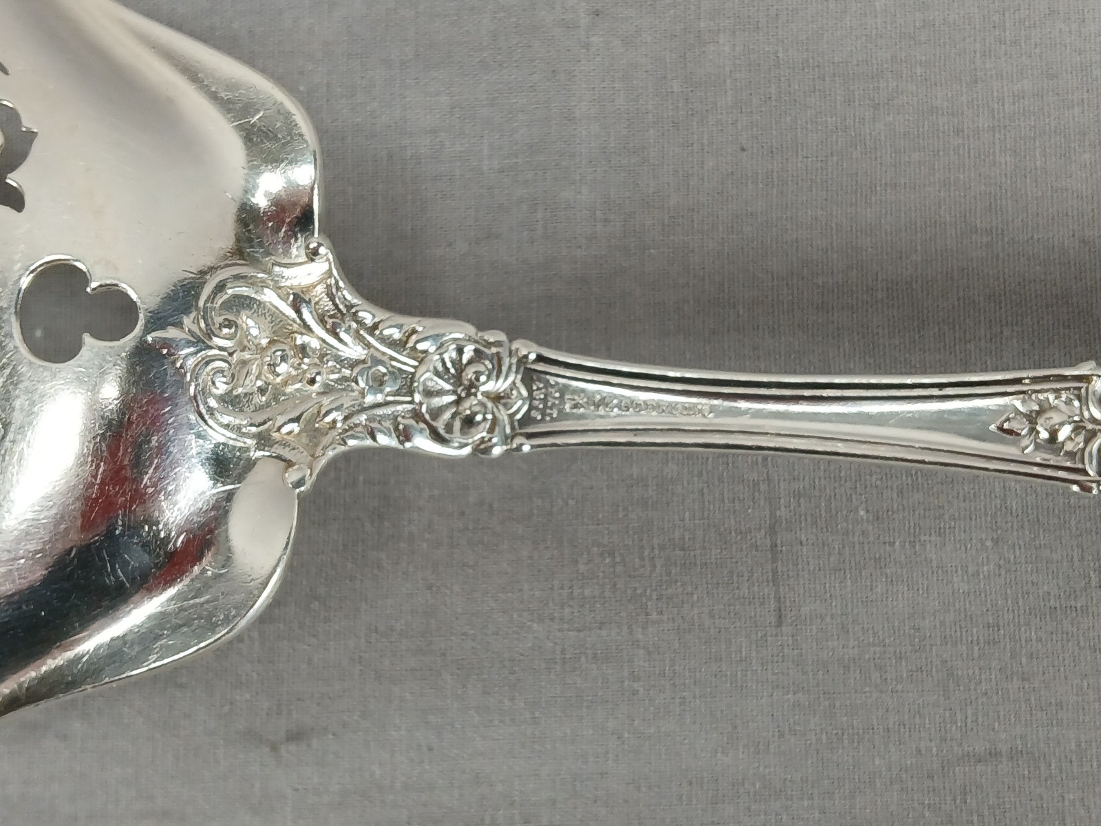 Antique Gorham Baronial Old Monogrammed Sterling Silver Fish Serving Fork