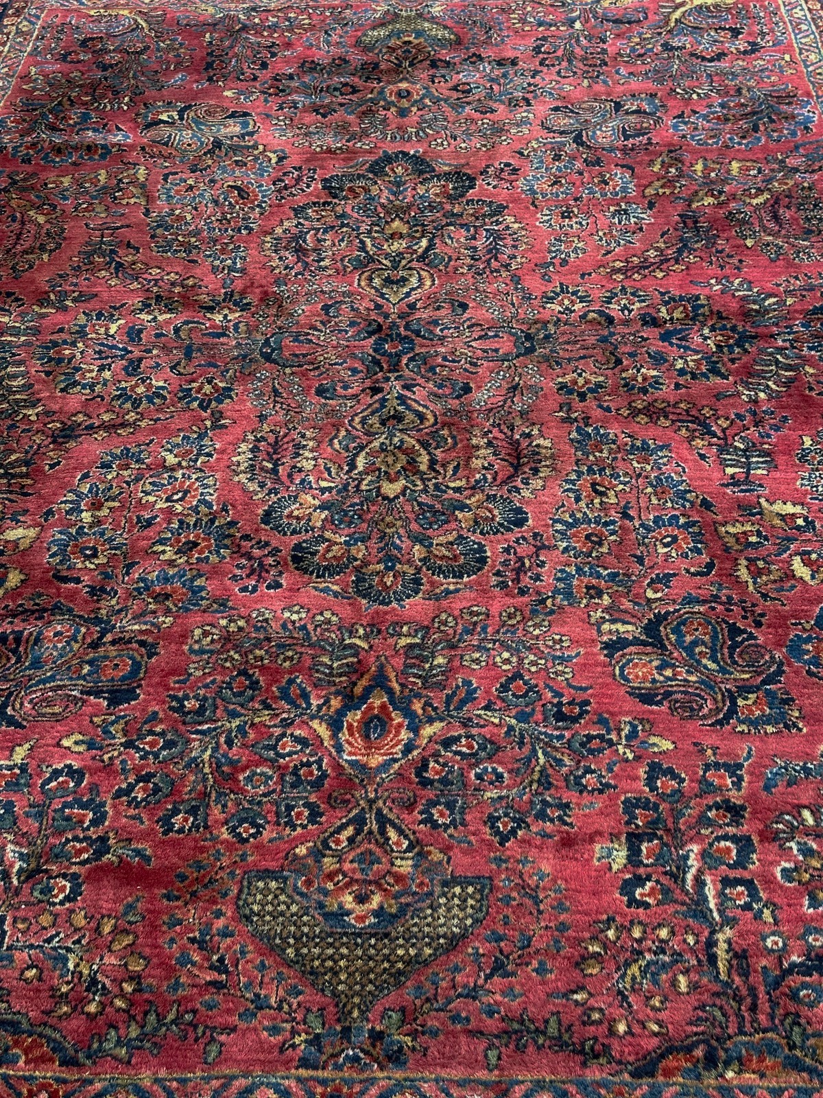 9X12 Antique Rug Fine Manchester Wool Traditional Rose Red 259cmx359cm c.1890