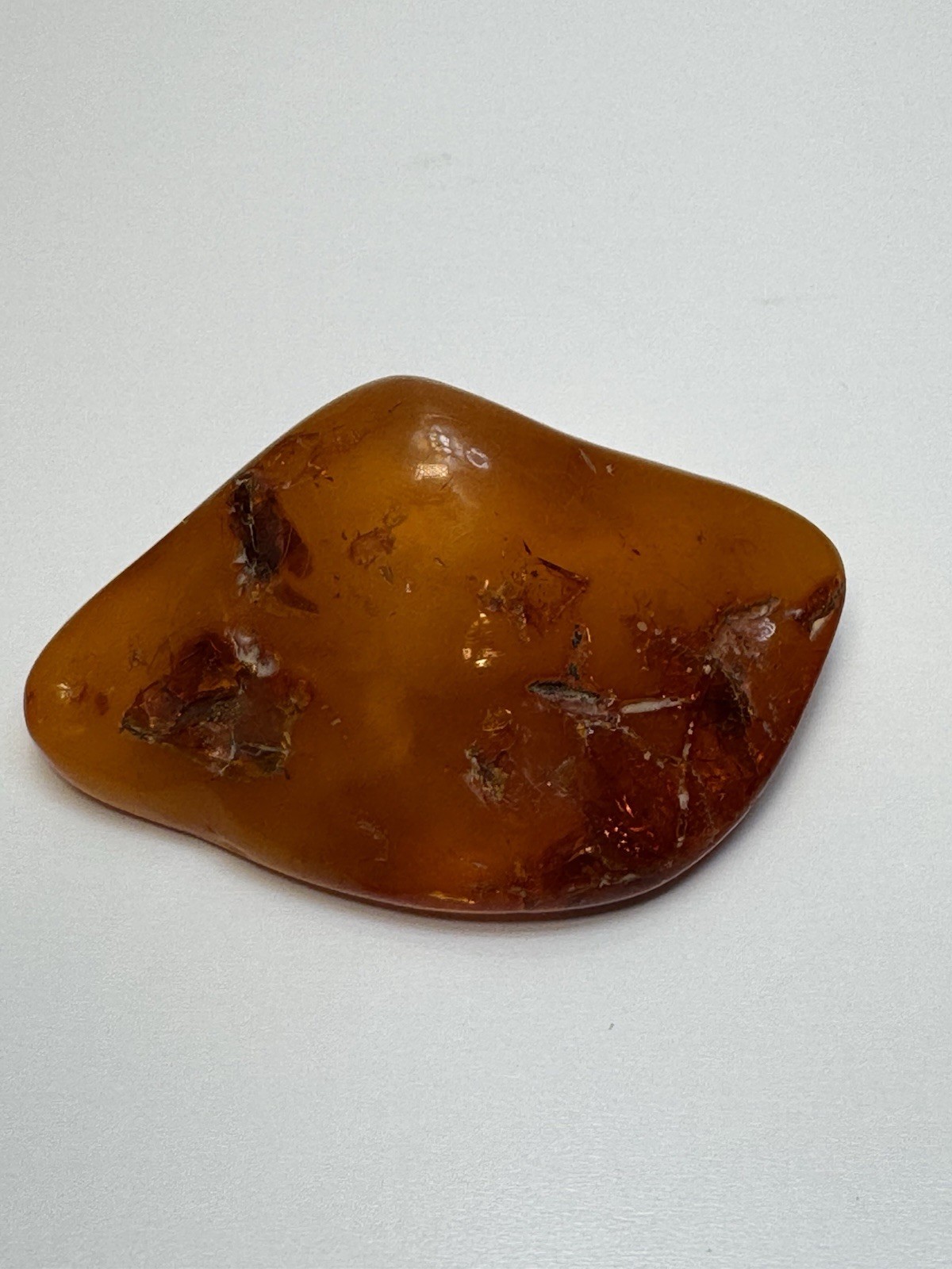 Big Natural Baltic Amber Polished Gemstone Honey Brown with Inclusions Vintage