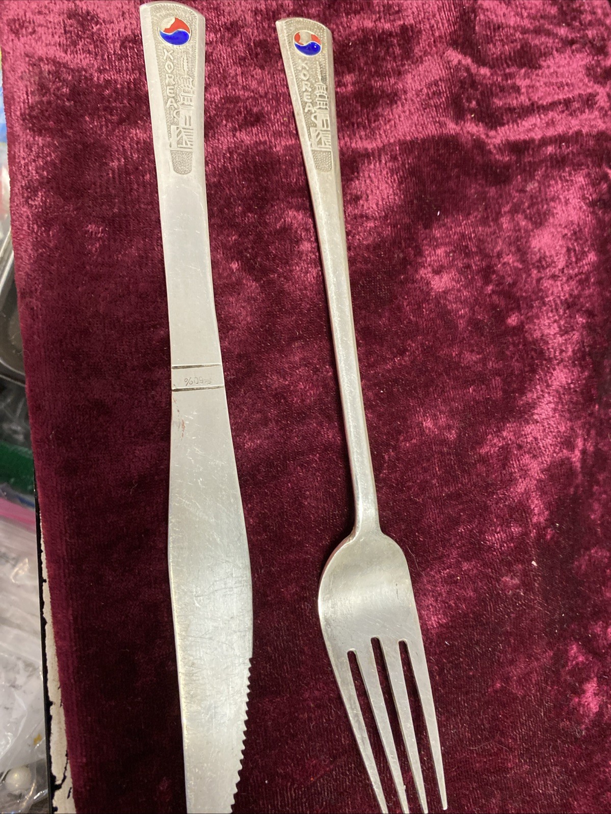 Lot Of 2 Vintage Korean 80% Silver Spoon And Fork 61 Grams
