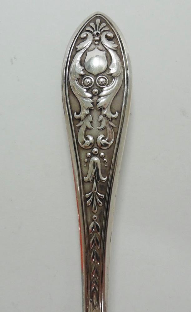 Vtg HG AB Crown and Shield Silver Hallmark 8 3/4″ Baroque Design Serving Spoon