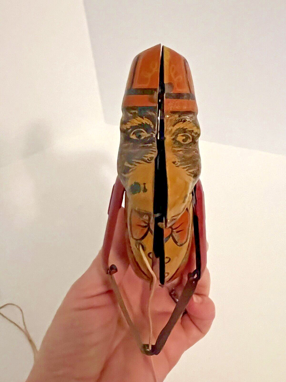 Vintage Rare Mechanical Pull String Climbing Marx Zippo Tin Monkey Toy 10″