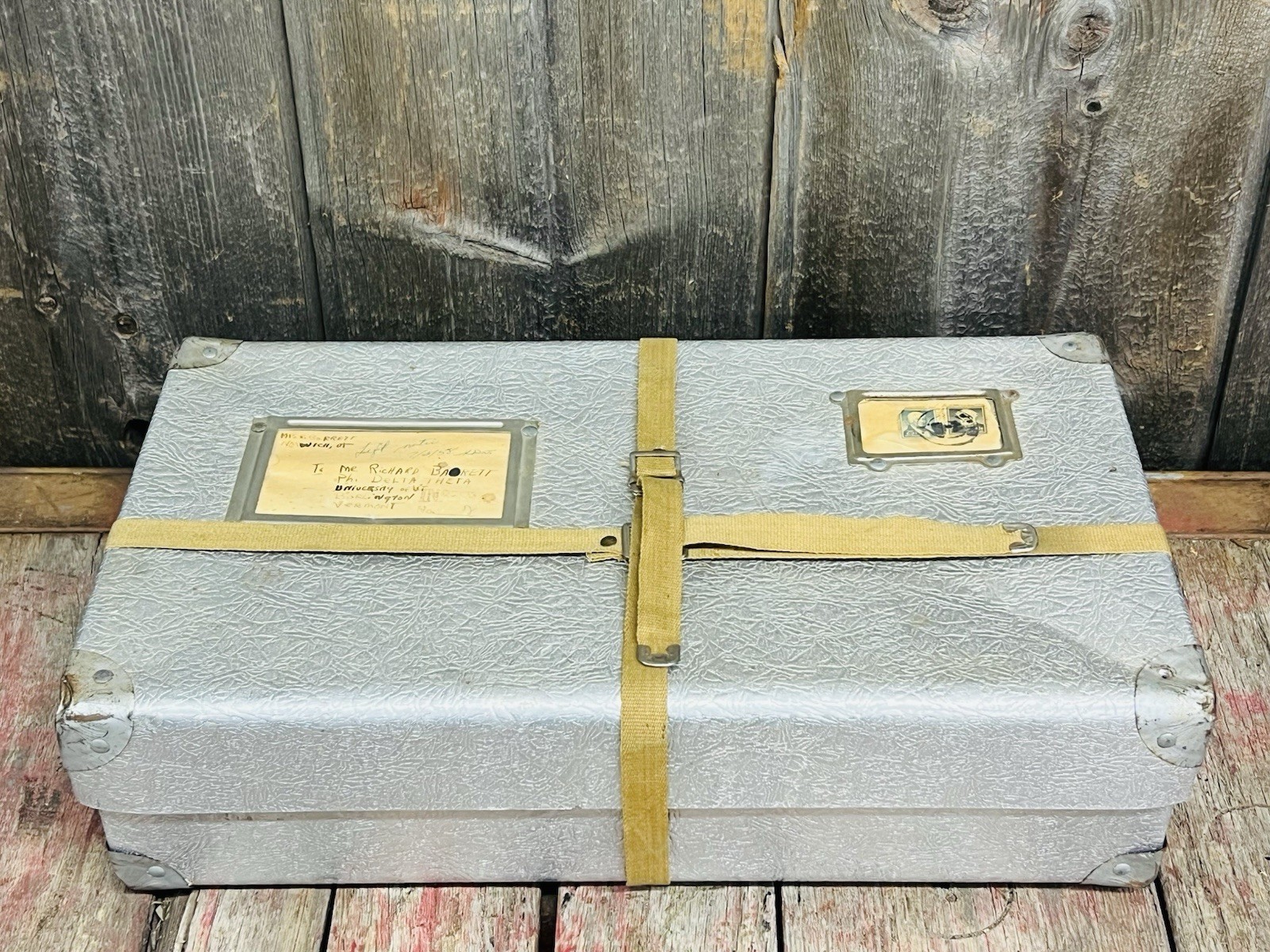 Vintage 1950’s Original Mid Century Aluminum Shipping Trunk Container Steampunk