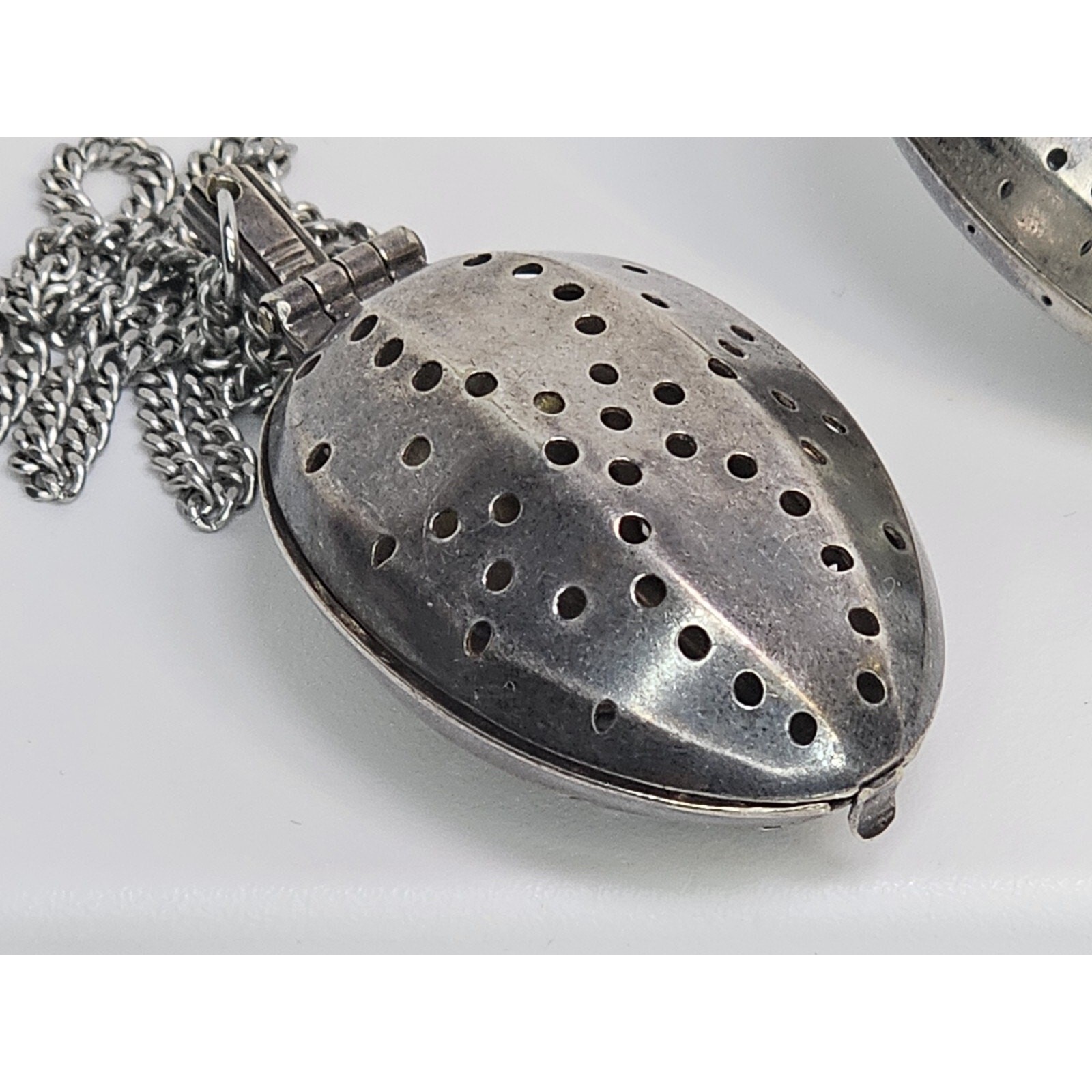 Vintage Silver Plated Tea Spoon & Pendant W/ 18″ Base metal Chain (Tarnished)
