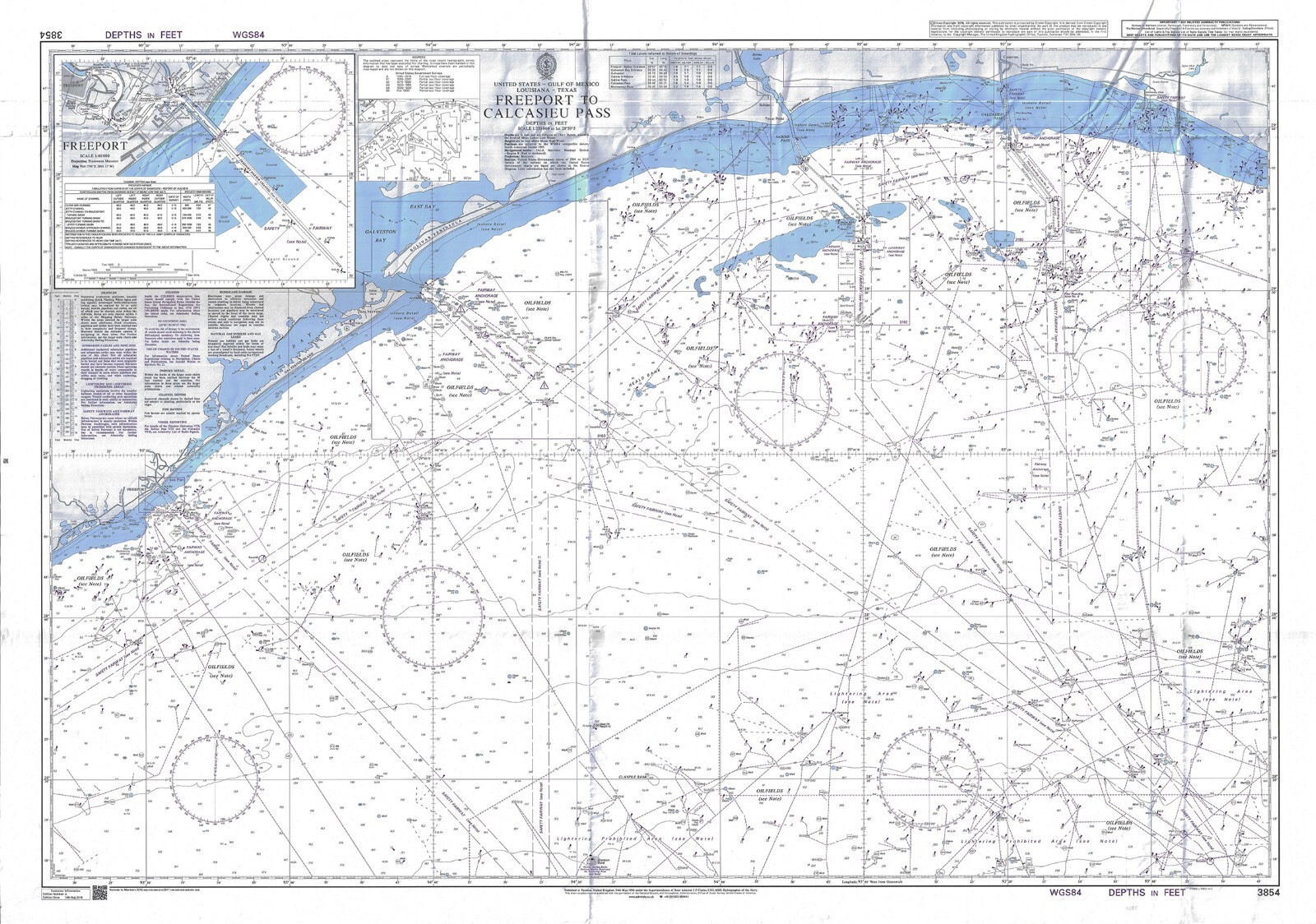 Admiralty 3854 US Gulf Of Mexico Louisiana Texas Freeport To Calcasieu Pass Map