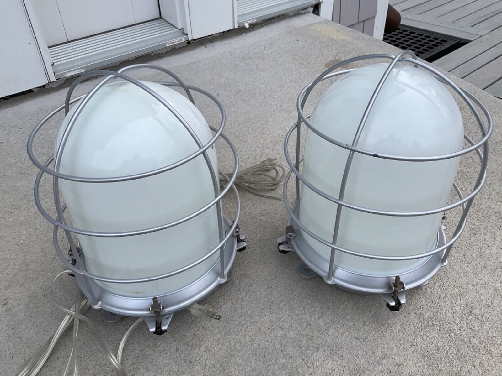 Set of Large Vintage Nautical Glass Ceiling Lights 1970 s 110/220 v up to 200 w