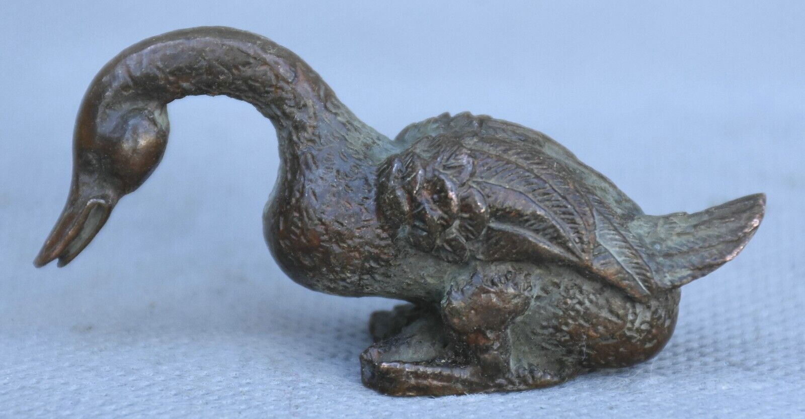 6CM Old China Dynasty Bronze Fengshui Exorcize Duck Goose Animal Statue