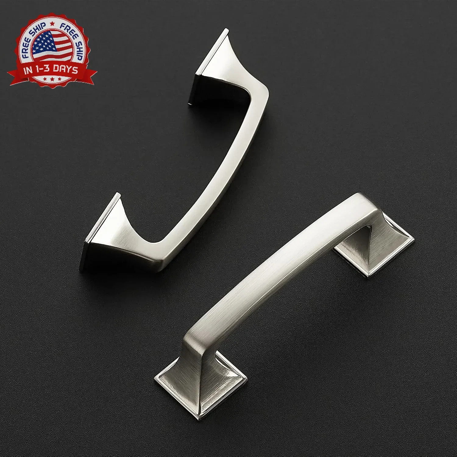 Ravinte 30 Pack Solid 3″ Square Foot Arch Pulls Kitchen Cabinet Handles Brushed