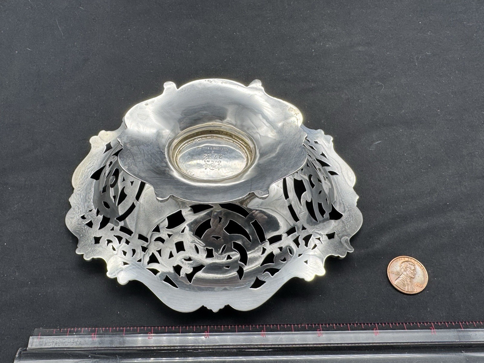 Antique Frank M. Whiting Sterling Silver Pierced Footed Bowl, 110 grams