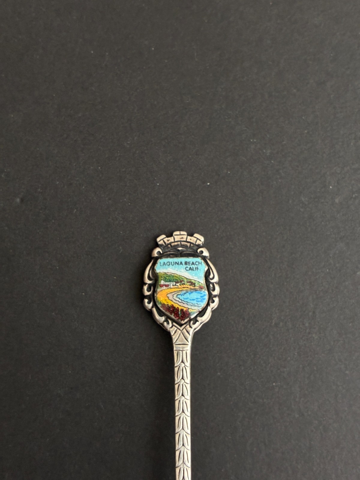 Vintage BM Co Sterling Silver Souvenir Spoons Laguna Beach BERMUDA Enameled 20g