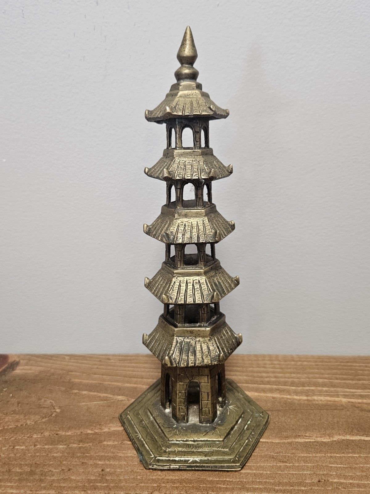 Antique Chinese Buddhist 5 Tier Tower Brass Decorative Meditation Temple Display