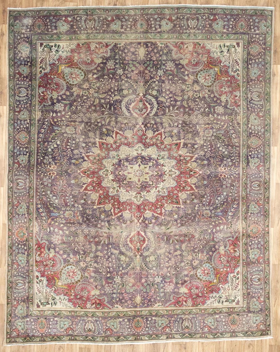 Semi-Antique Handmade Floral Oriental Wool Rug Dining Room Area Carpet 10×13 Ft