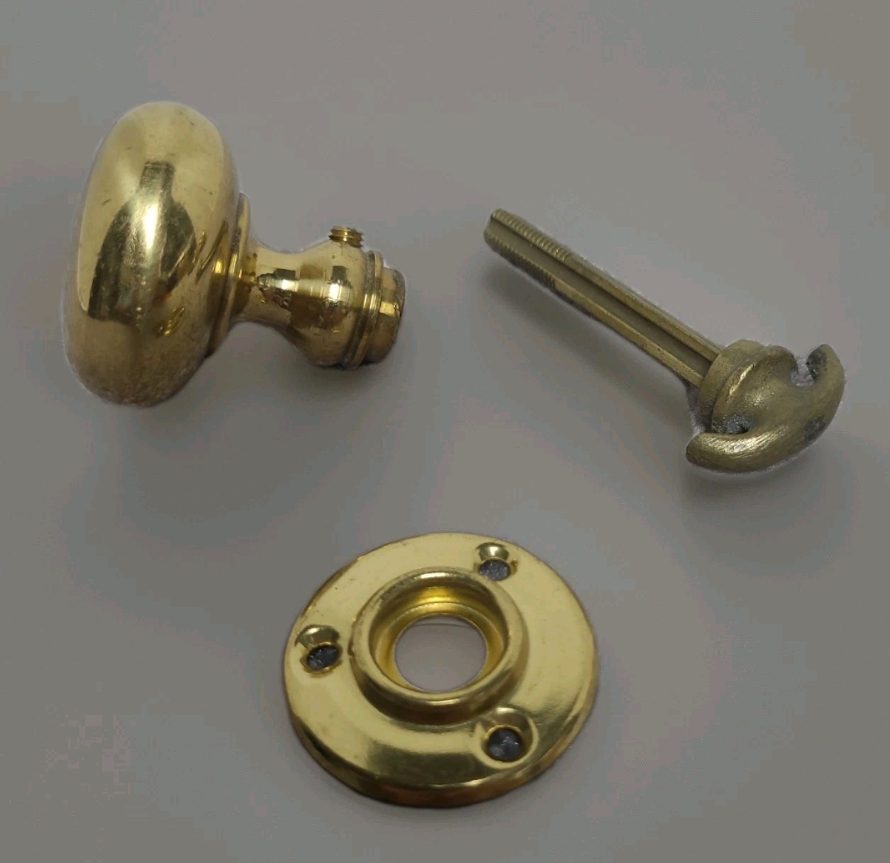 VTG Solid Brass Door Knob Handle Set w 1 Rosette & Thumb Turn Lock Hardware