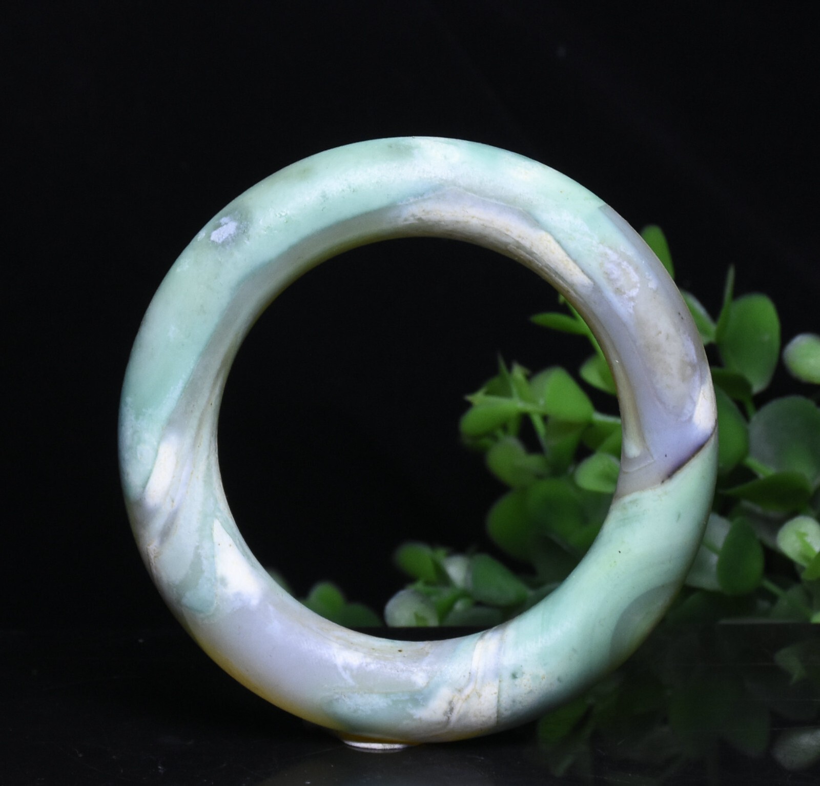 8CM China Natural Green Agate Onyx Carve Young girl Jewelry Bracelet Bangle