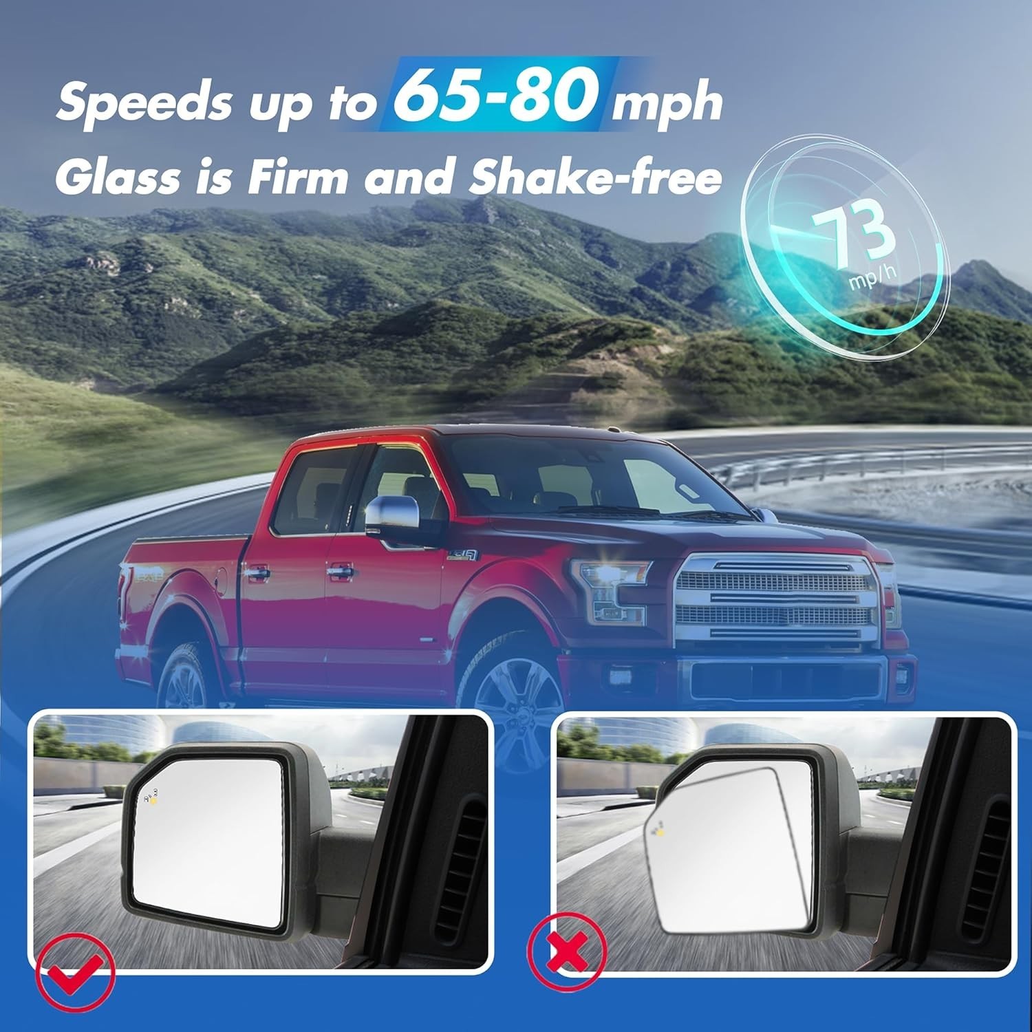 Compatible with Ford F150 Driver Side Mirror Glass 2015 2016 2017 2018 2019 2020