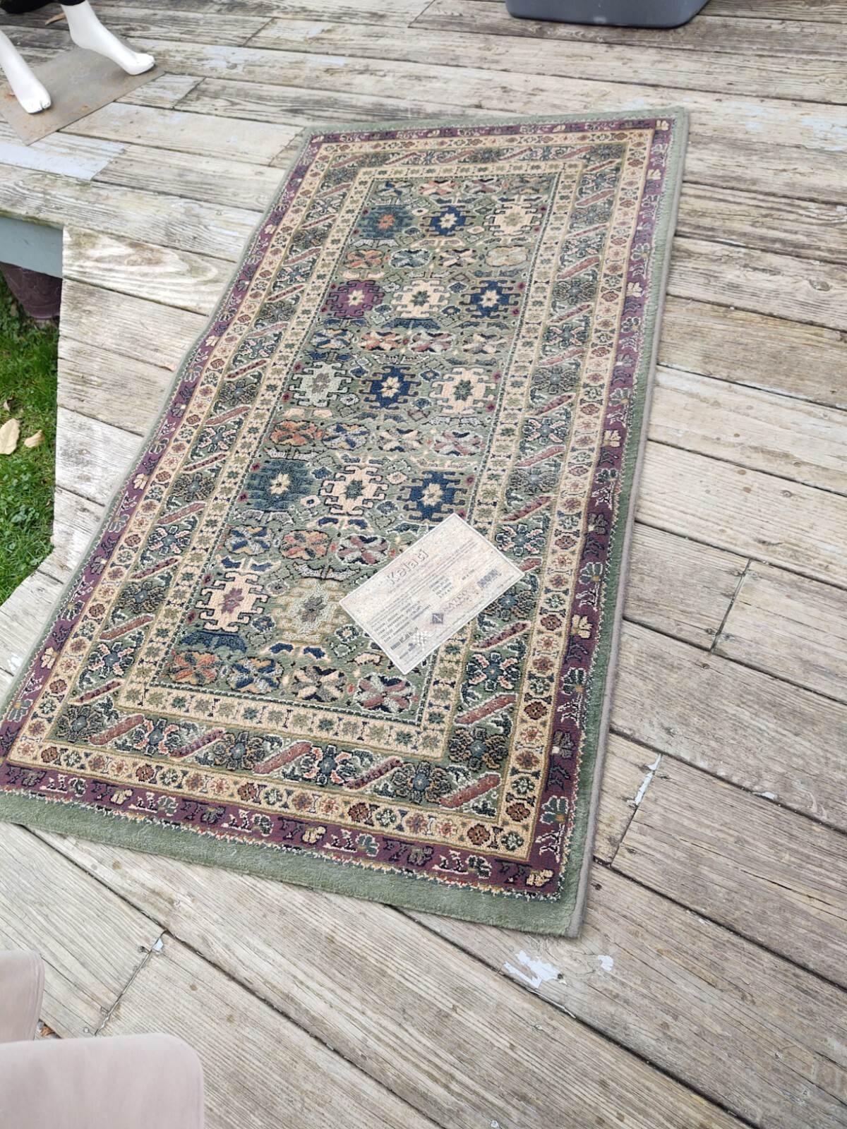 Kelati Rug Sea Green Area Rug 58 1/2″ By 31″