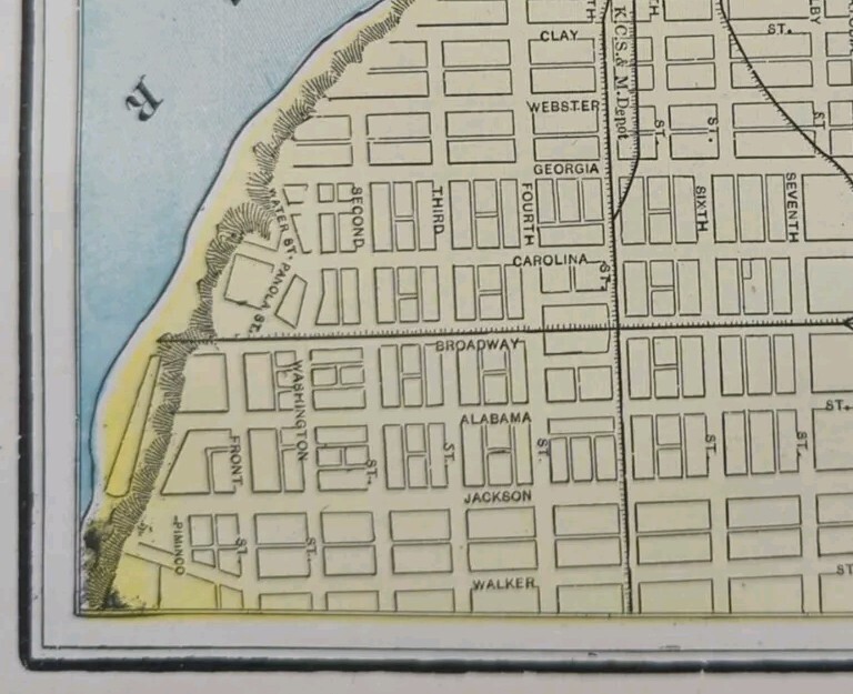 Vintage 1896 MEMPHIS TENNESSEE Map 11″x14 Old Antique Original VICTORIAN VILLAGE