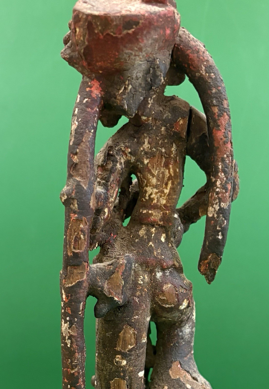ANCIENT PARVATI STATUE INDIA HINDU SHIVA WOOD & POLYCHROME 17TH CENTURY ANTIQUE