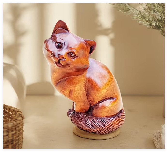 G9034 – 2 ” Hand Carved Boxwood Netsuke Carving Figurine : Lovely Fox